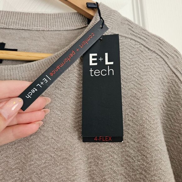 E + L Tech Men's XL Beige Light Grey Crew Neck Light Sweater - NEW with tags - Picture 3 of 9